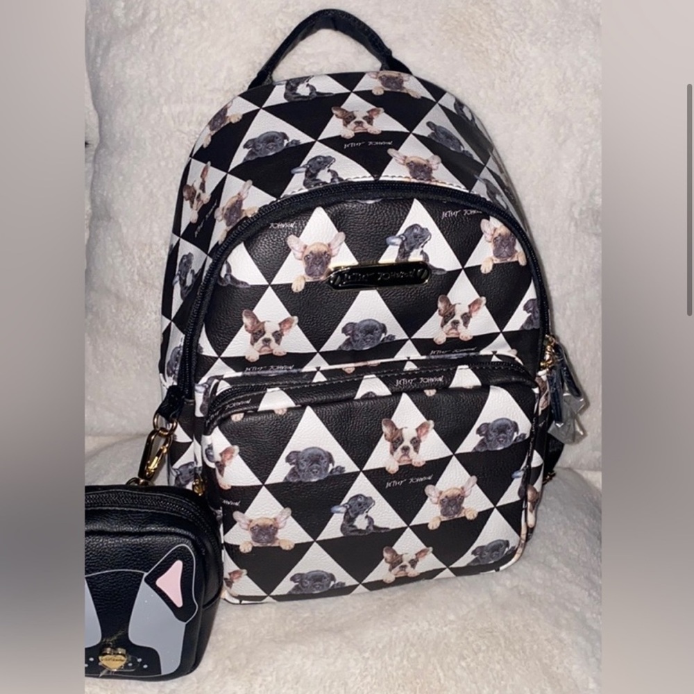 Betsey Johnson🤍🐾🖤 Frenchie Pattern Design Backpack - Picture 4 of 8